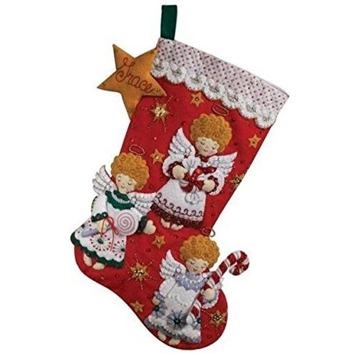 Bucilla18インチクリスマスソックスフェルトアップリケキット86259キャンディエンジェル |  | 01
