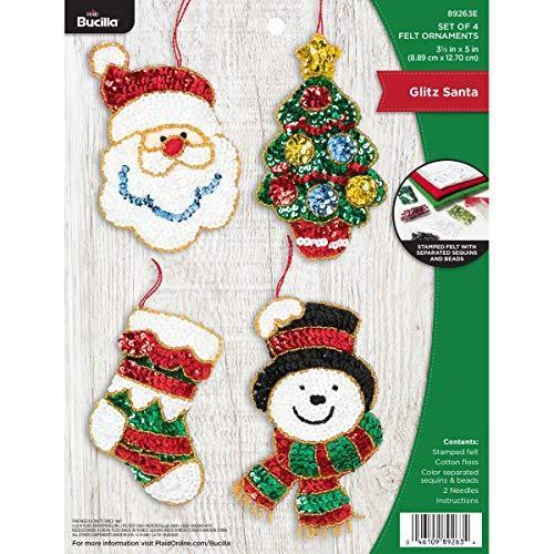 PLAID Enterprises 89263E フェルトオーナメントキット サンタ、グリッツサンタ | 