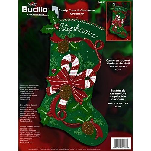 Bucilla キャンディケーンとクリスマスグリーンフェルトアップリケストッキングキット 84958 | 
