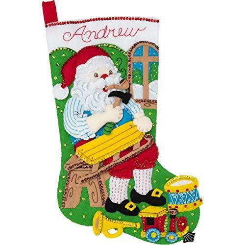 Bucilla Felt Stocking Applique Kit 18 Long-Woodworking Santa -86938E |  | 01