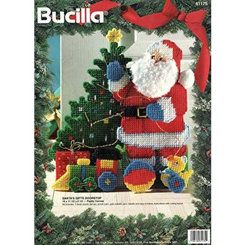 BucillaSanta'sGiftsプラスチックキャンバスドアストッパーニードルポイントキット61175 | 
