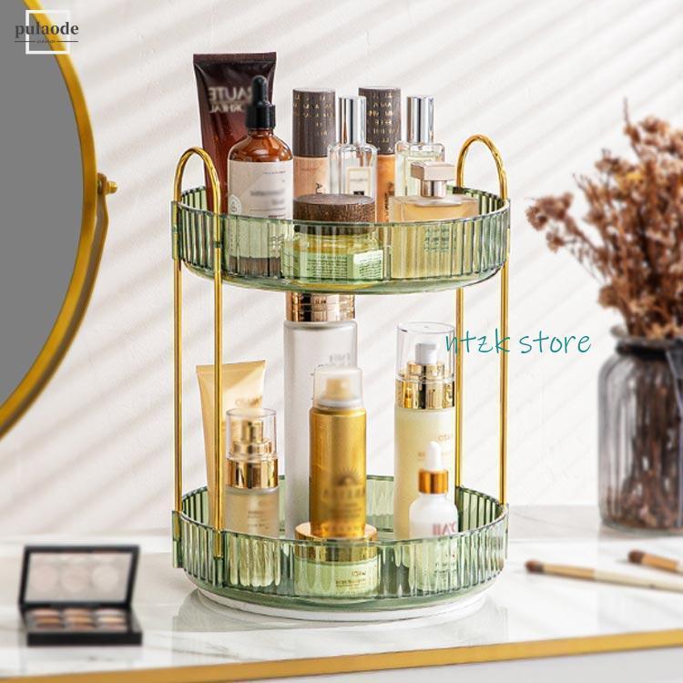 コスメボックス 大容量 2段 360° 回転式 メイクボックス コスメ 収納