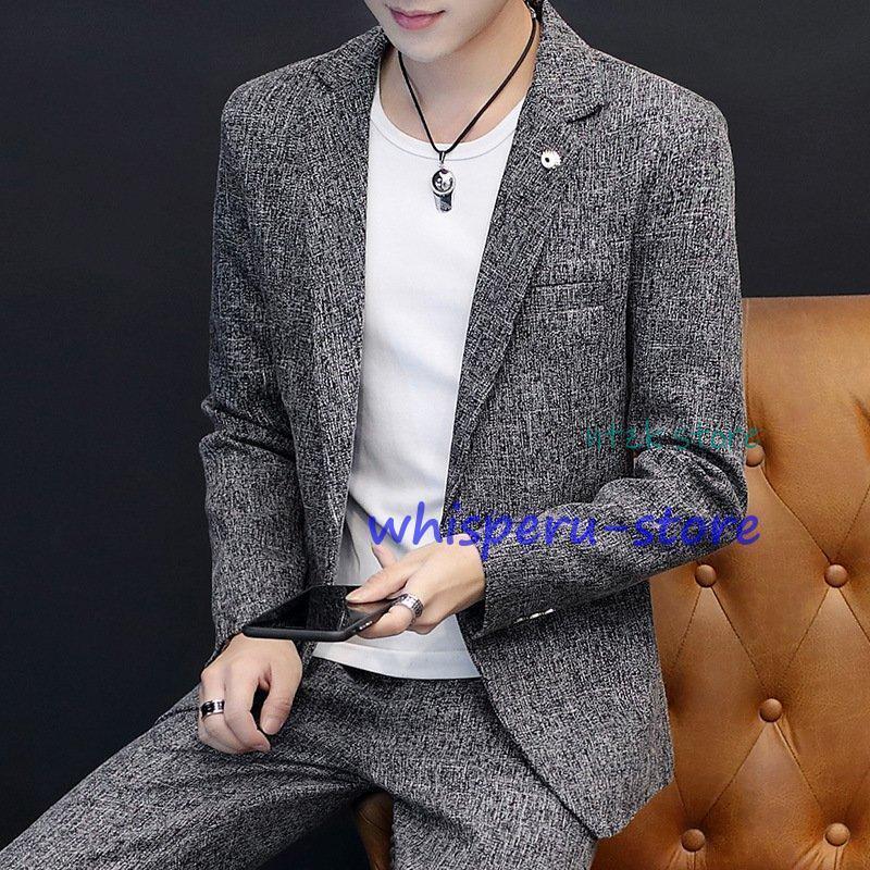 サマースーツ セットアップ メンズ テーラードジャケット 長袖 カジュアルスーツ 上下セット 薄手 おしゃれ サマージャケット スキニーパンツ 春夏コーデ サマースーツ セットアップ メンズ テーラードジャケット 長袖