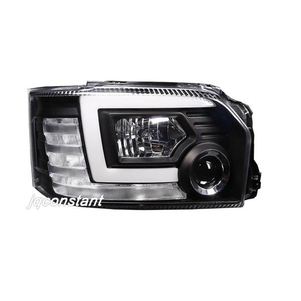 ハイエース 200系/レジアスエース4型/5型/6型　LEDファイバー プロジェクターヘッドライト ブラックインナー