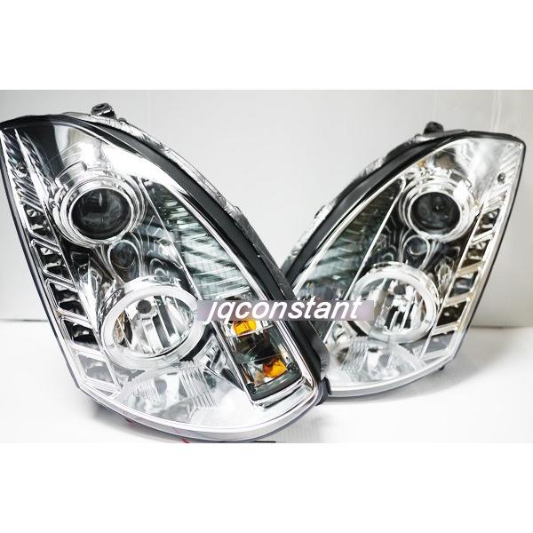 インフィニティ G35 クーペ 2D LEDデイライト ヘッドライト 純正キセノン仕様 クロームインナー