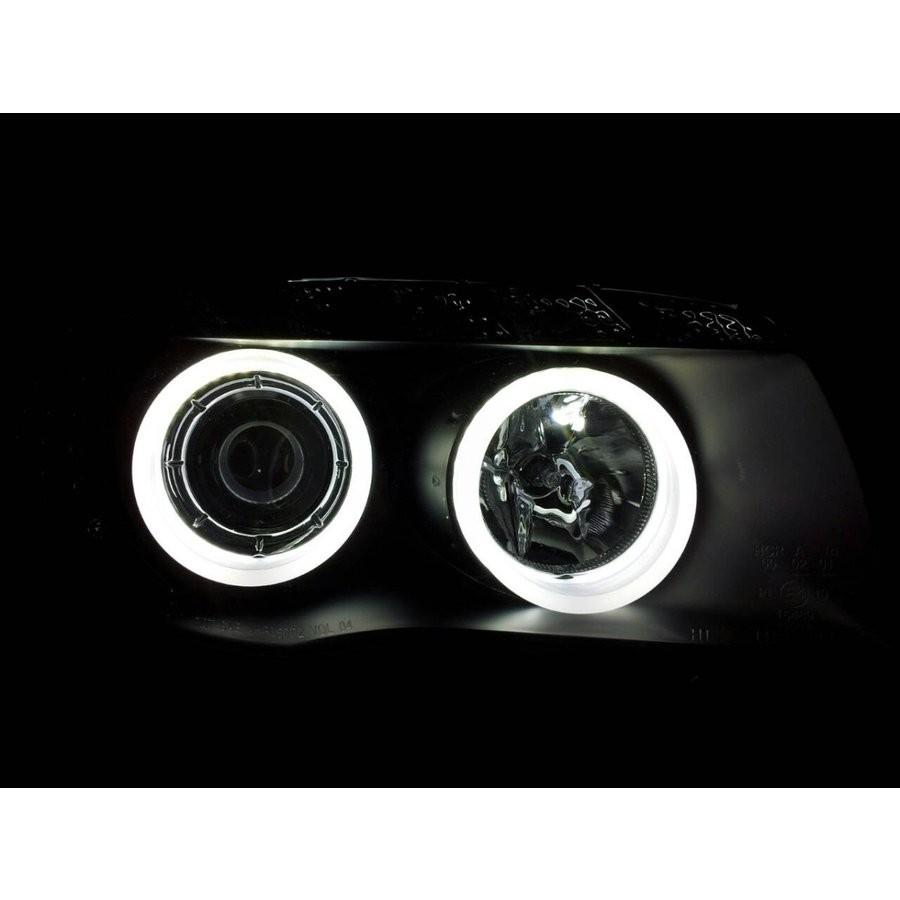 BMW E87 E81 前期用 COBイカリング付きプロジェクターヘッドライト アイライン ブラックの画像