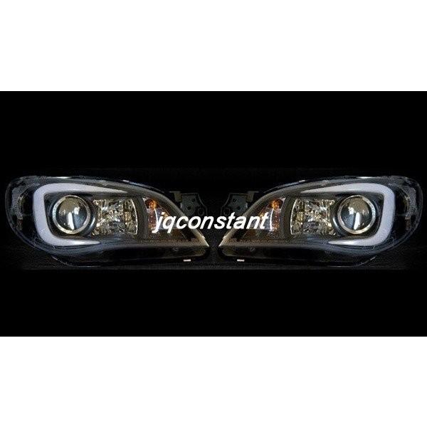 2006-2007y GD GG系 インプレッサ WRX LEDファイバー コ字 ヘッドライト ブラックインナー 純正キセノン対応