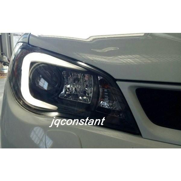 2006-2007y GD GG系 インプレッサ WRX LEDファイバー コ字 ヘッドライト ブラックインナー 純正キセノン対応の画像