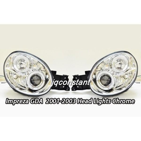 WRX インプレッサ GDA GDB系 LEDイカリングヘッドライト クローム 丸目