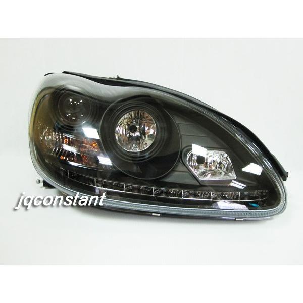 W220 前期用 1998-2002y LEDポジションDRL プロジェクターヘッドライト ブラック