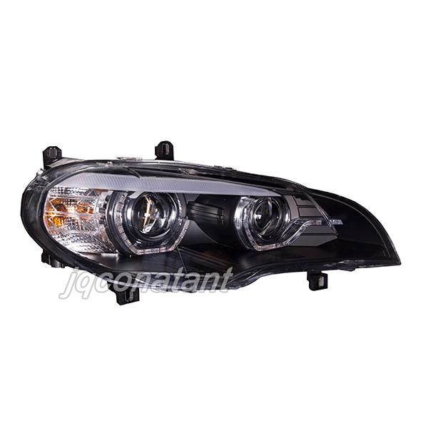 左右セット 2007-2010y BMW X5 E70 ファイバーLEDリング ヘッドライト ブラックインナー 純正キセノン対応