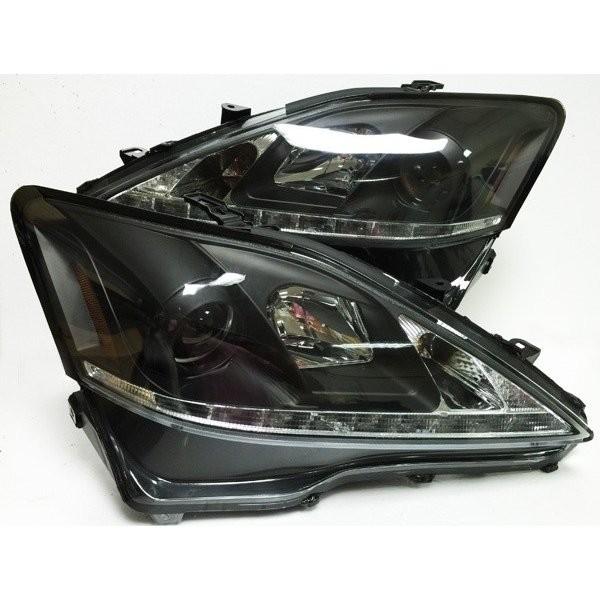 レクサス IS250 IS350 LEDデイライト ヘッドライト ブラック仕樣