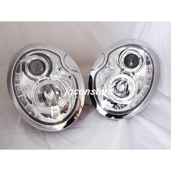 レベライザー付 MINI ミニクーパー 2002-2007y R50R52R53 DRL LEDヘッドライト クローム