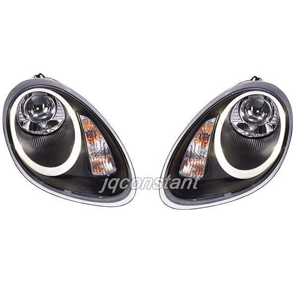 2次受注用 左右セット 04 08y ポルシェ 987 ボクスター ケイマン 前期用 ファイバーledリングヘッドライト インナーブラック 純正hid車用 キセノン お名前刺繍可能 車 バイク 自転車 自動車 Cavis Tech