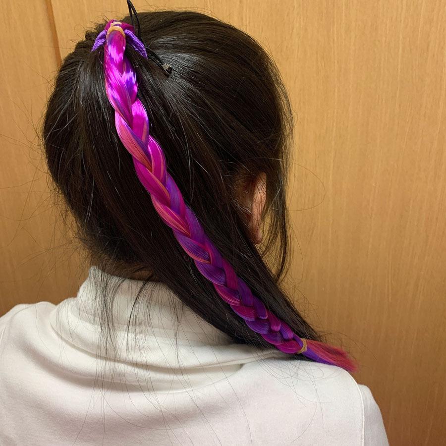 ヘアアクセサリー エクステ ロング編み込みウィッグ 子供 キッズ
