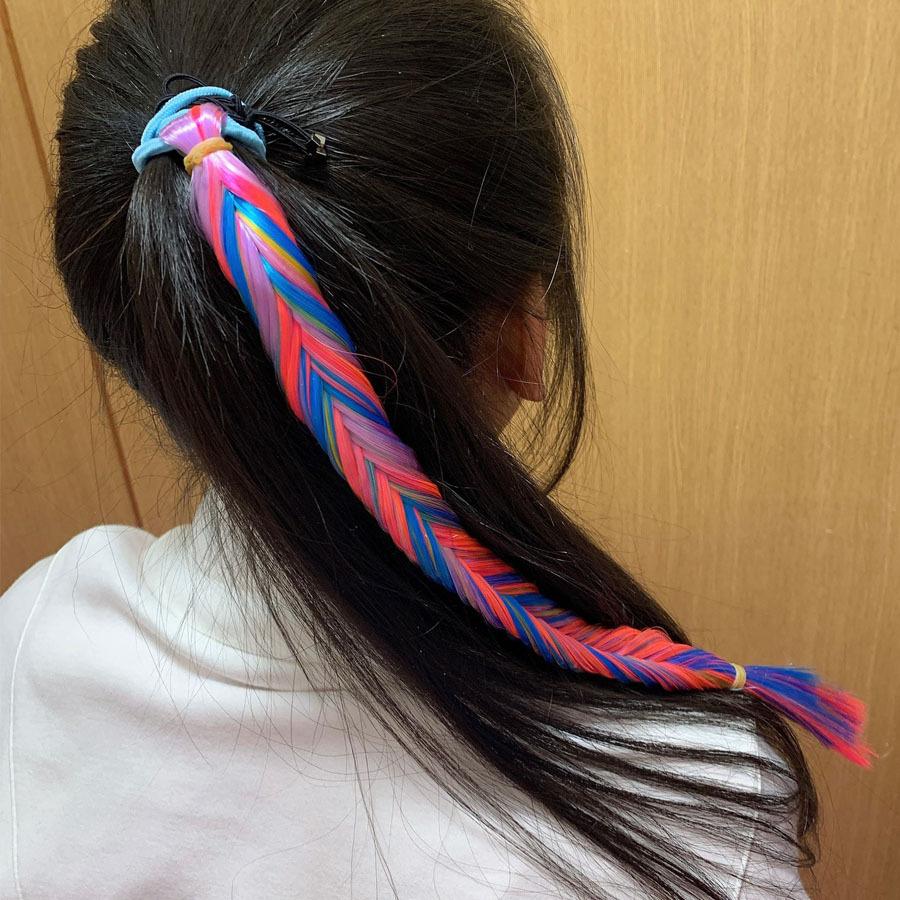 ヘアアクセサリー エクステ ロング編み込みウィッグ 子供 キッズ