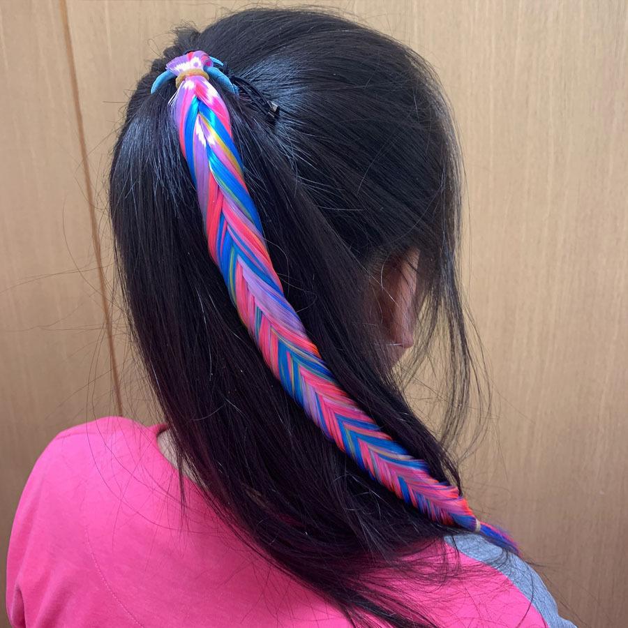ヘアアクセサリー エクステ ロング編み込みウィッグ 子供 キッズ