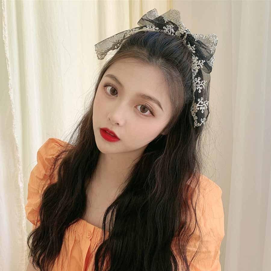 レースリボンバレッタ ヘアクリップ ヘアアクセ ダブル 清楚 ガーリー