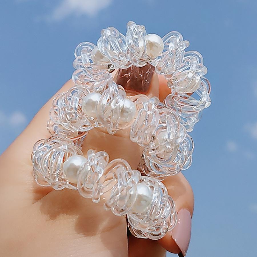 ヘアゴム スプリングヘアゴム パール ヘアアクセサリー 大人っぽい