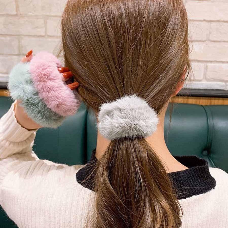 ヘアゴム シュシュ フワフワ フェイクファー キッズ ヘアアクセサリー