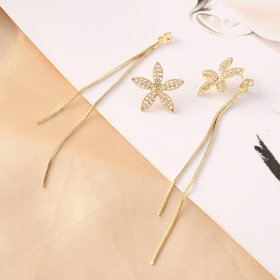 ピアス レディース 揺れる ロングピアス 花 2way イヤリング バック