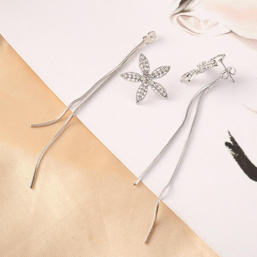 ピアス レディース 揺れる ロングピアス 花 2way イヤリング バック