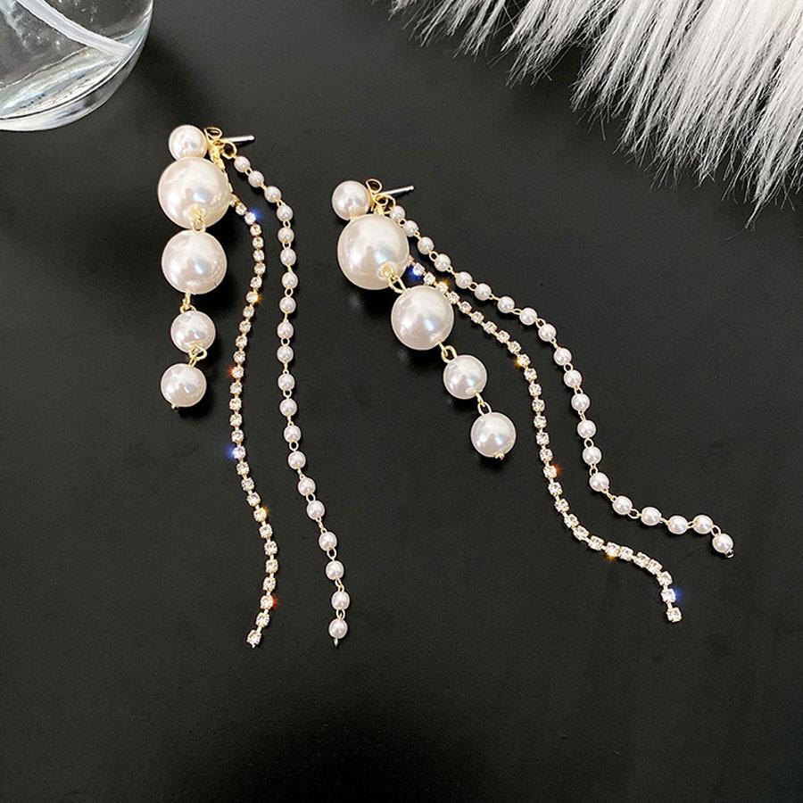 ピアス パール ロングピアス 揺れる 2way 大ぶり モチーフピアス 花 