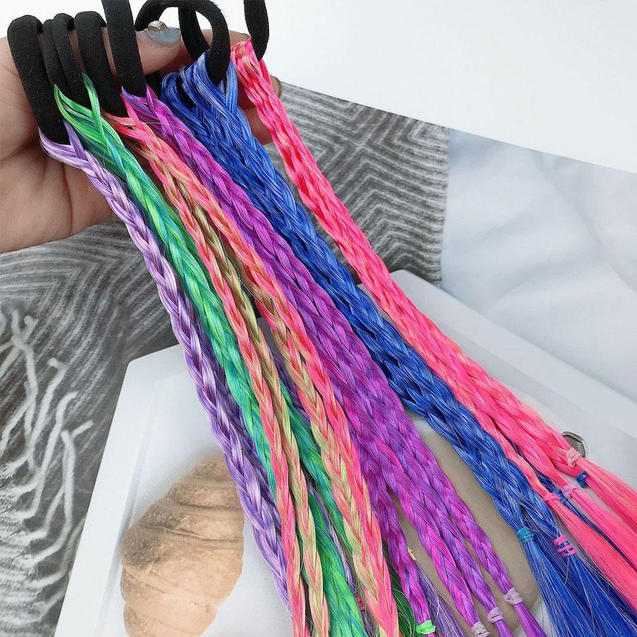 【1点もの】ヘアゴムエクステ　エスニック　ポニーテール　トリコロール　ダンスヘア 1点もの】ヘアゴムエクステ エスニック ポニーテール