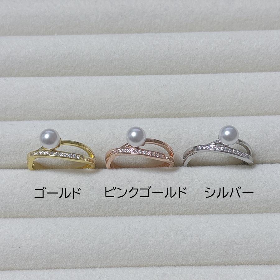 指輪 パール オープンリング フリーサイズ シンプル ゴールド 入学式