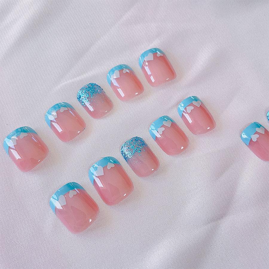 ネイルチップ ショート5タイプ ブライダル ピンク つけ爪 ネイルアート