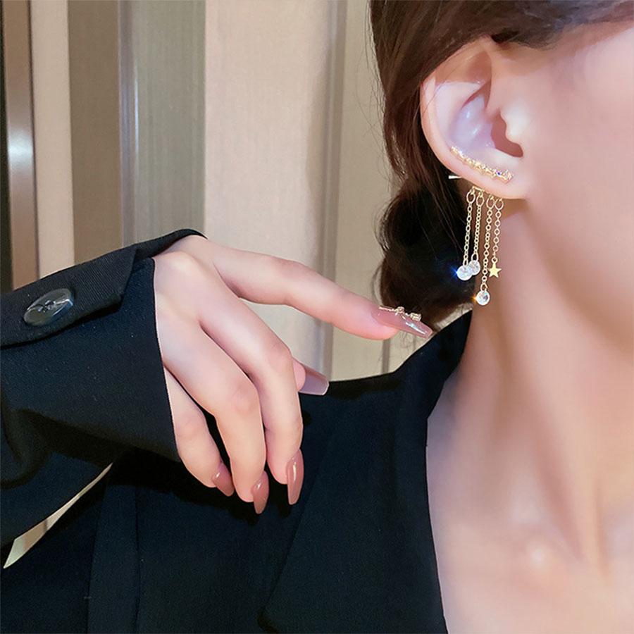 ピアス 揺れる 2Wayラインストーン レディース 人気アクセサリー 