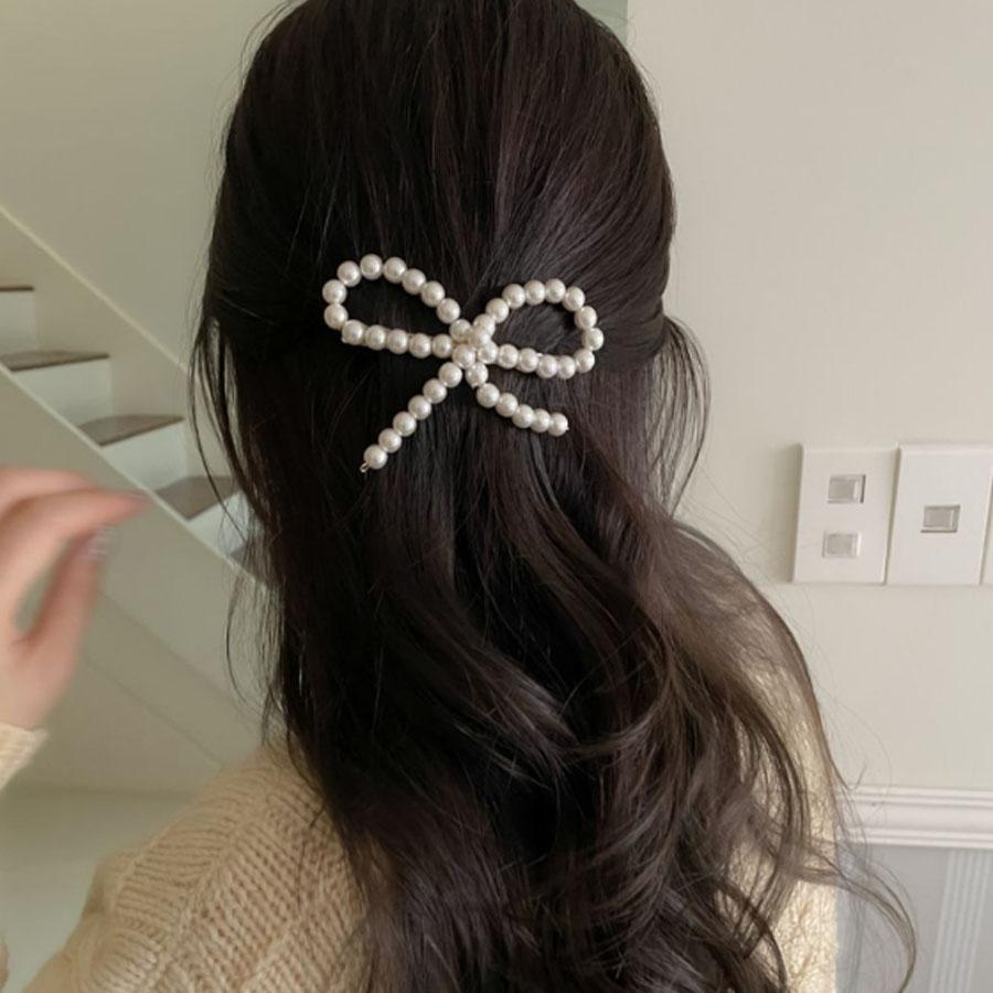 ヘアピン リボン パールビーズヘアピン パッチン留め かわいい ヘアピン リボン パールビーズヘアピン パッチン留め かわいい
