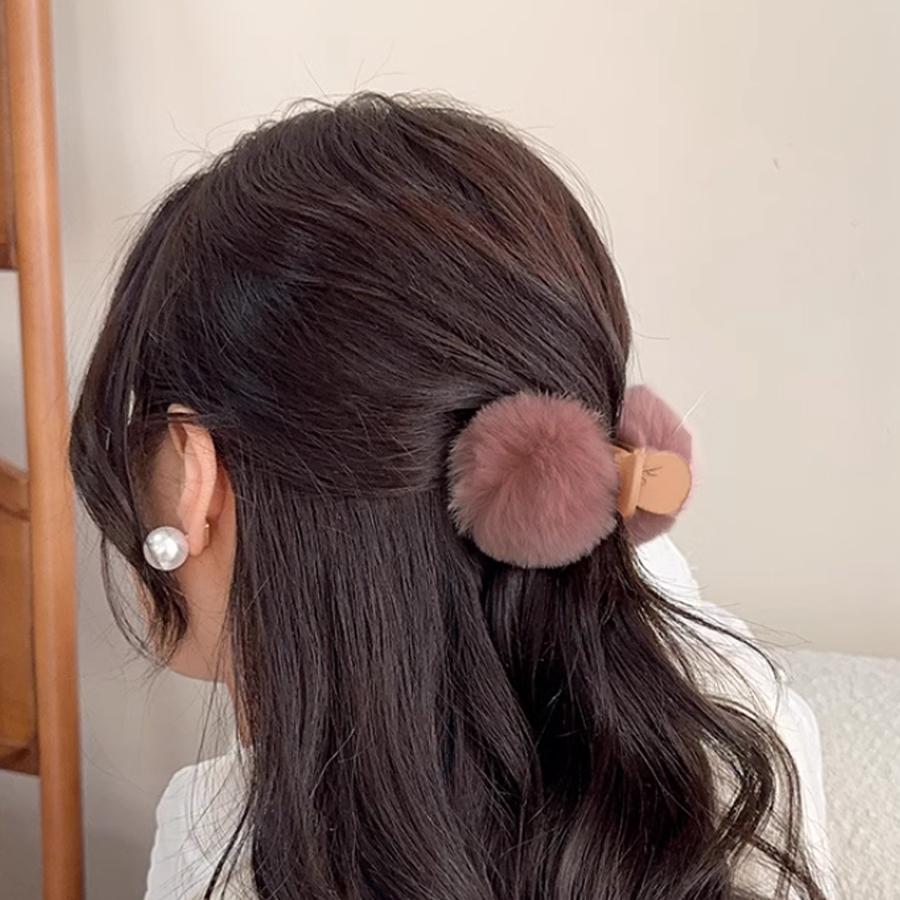 ヘアクリップ モコモコ ファーバンスクリップ ヘアアクセサリー 韓国