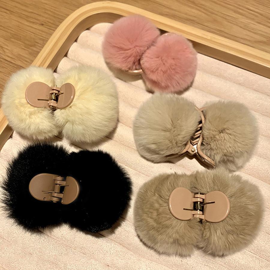 ヘアクリップ モコモコ ファーバンスクリップ ヘアアクセサリー 韓国