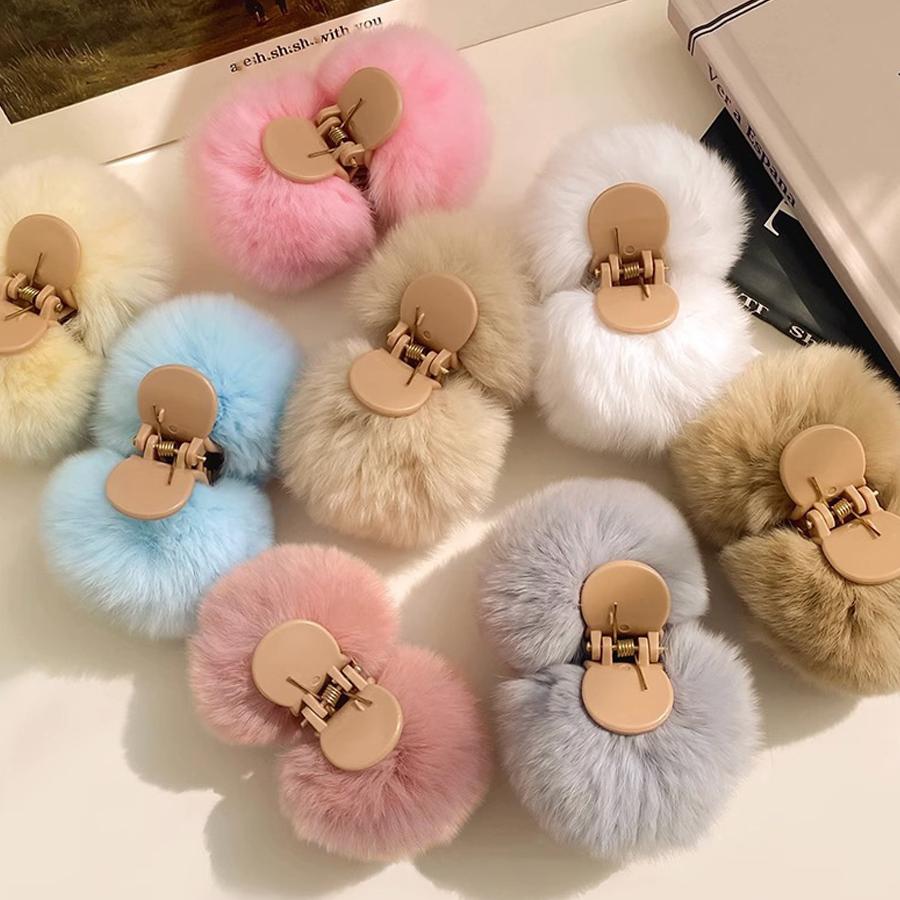ヘアクリップ モコモコ ファーバンスクリップ ヘアアクセサリー 韓国