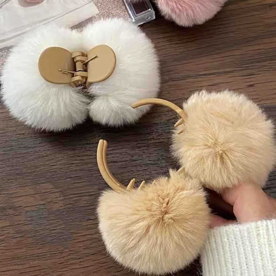 ヘアクリップ モコモコ ファーバンスクリップ ヘアアクセサリー 韓国