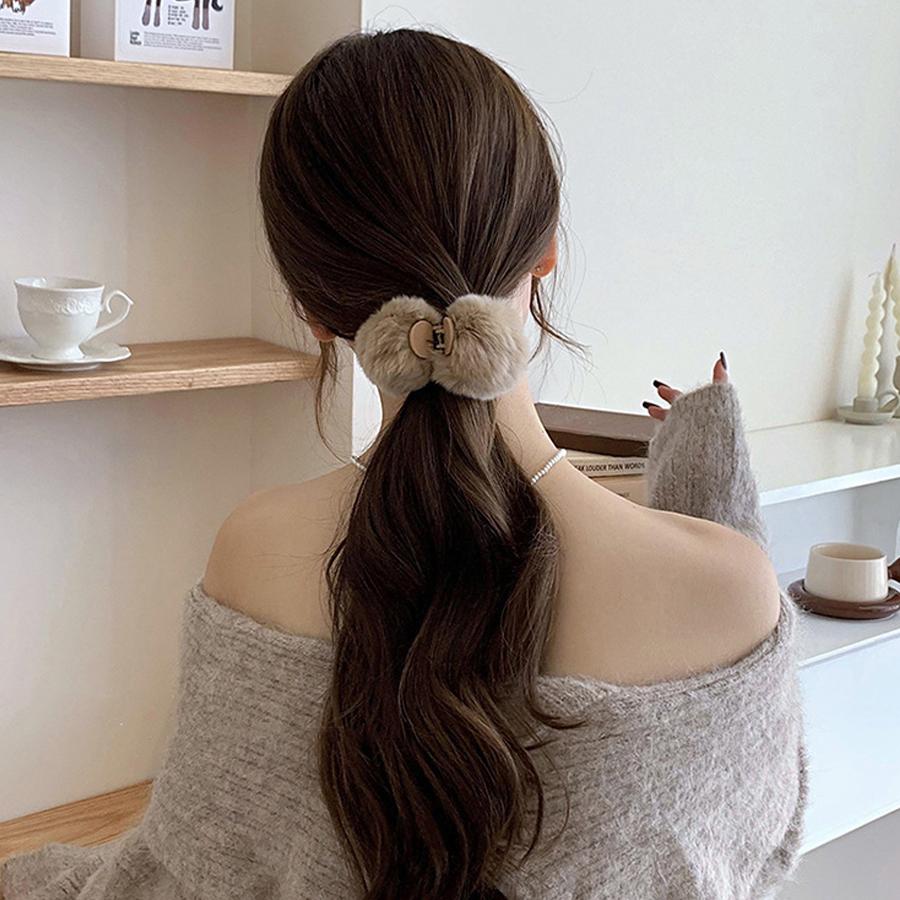 ヘアクリップ モコモコ ファーバンスクリップ ヘアアクセサリー 韓国