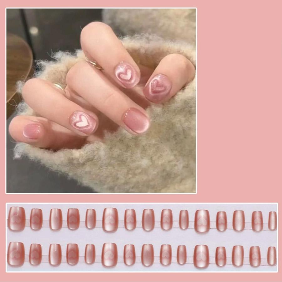 ネイルチップ ハート ピンク ショート シンプル つけ爪 ネイルアート