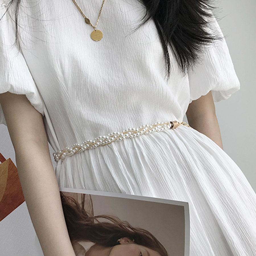 パールベルト パール チェーンベルト レディース おしゃれ 細ベルト