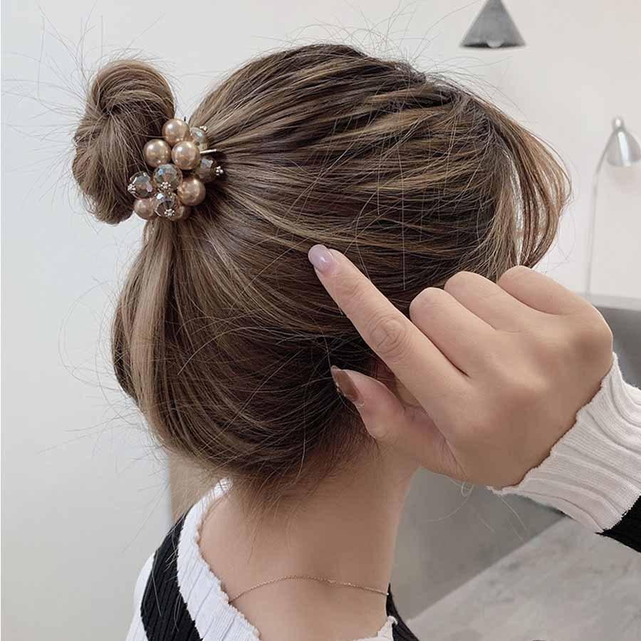 ヘアゴム キラキラ パール おしゃれ ヘアアクセサリー リボン結び