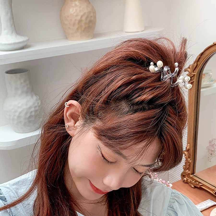 ヘアゴム 上品で合わせやすい秋カラー♪淡水パール♡ Amazon.co.jp