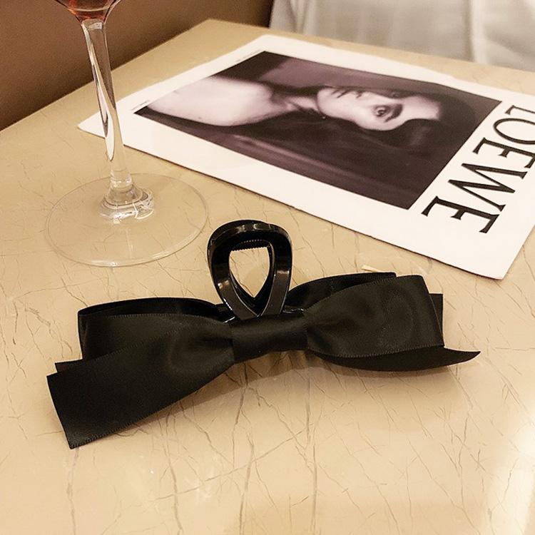 ヘアクリップ 全3種 リボン ベロア ブラック バンスクリップ