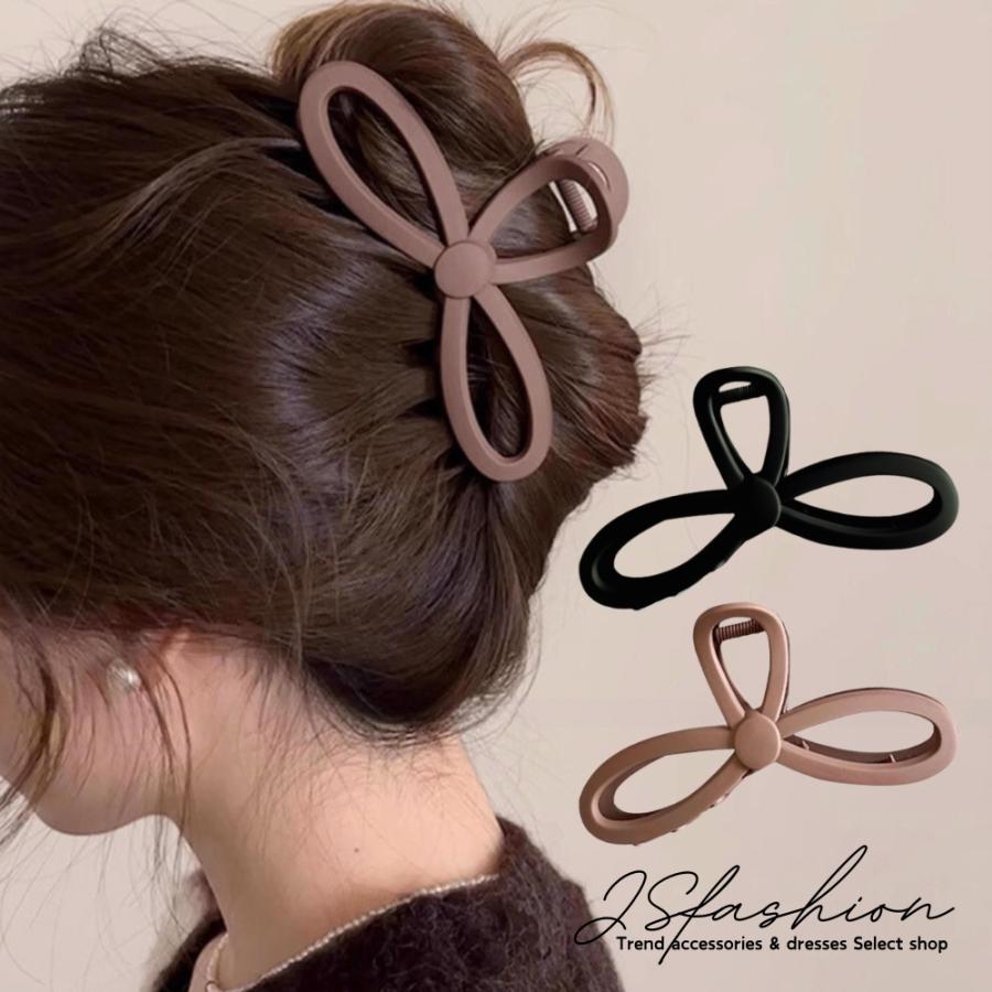 ヘアクリップ バンスクリップ リボン風 無地 ヘアアクセ 髪留め 上品