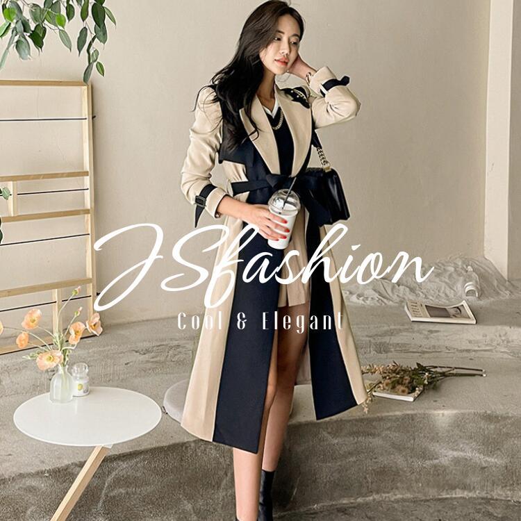 限定価格 ロングコート バイカラー トレンチコート アウター