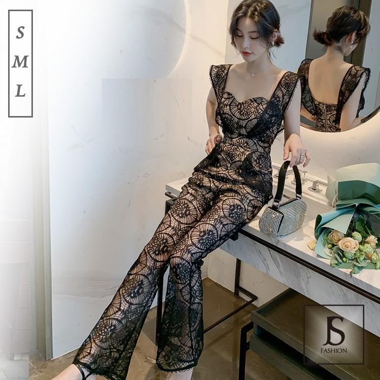 パンツドレス 総レースオールインワン ブーツカット ロングパンツ パーティードレス マキシ丈 きれいめ 華やかおしゃれ Jsfashion Jy Js Fashion 通販 Yahoo ショッピング