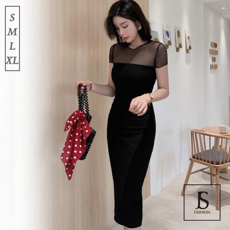 限定値下げ パーティードレス シースルーメッシュ切替 タイトワンピース ブラックワンピ ロングドレス きれいめ 華やかおしゃれ Jsファッション Jy Js Fashion 通販 Yahoo ショッピング