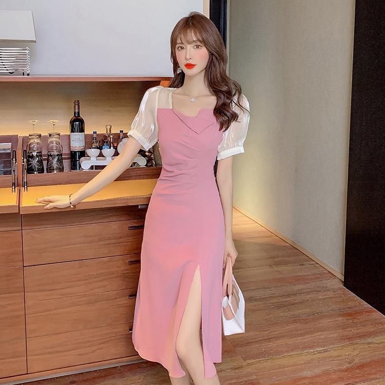 タイムセール スリットワンピース パーティードレス 結婚式 披露宴 ピンク 膝丈ワンピ Mil Js Fashion 通販 Yahoo ショッピング
