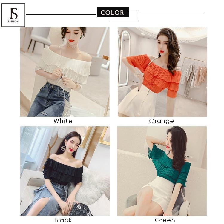 シフォンプリーツトップ 全4色 オフショルダー フリル 夏トップス 夏カラー サマートップス シンプル 大人カジュアル デイリーおしゃれ Jsファッション Mj Js Fashion 通販 Yahoo ショッピング