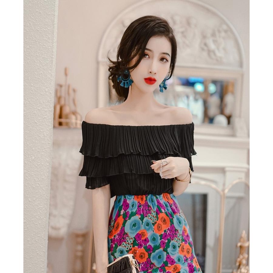 シフォンプリーツトップ 全4色 オフショルダー フリル 夏トップス 夏カラー サマートップス シンプル 大人カジュアル デイリーおしゃれ Jsファッション Mj Js Fashion 通販 Yahoo ショッピング