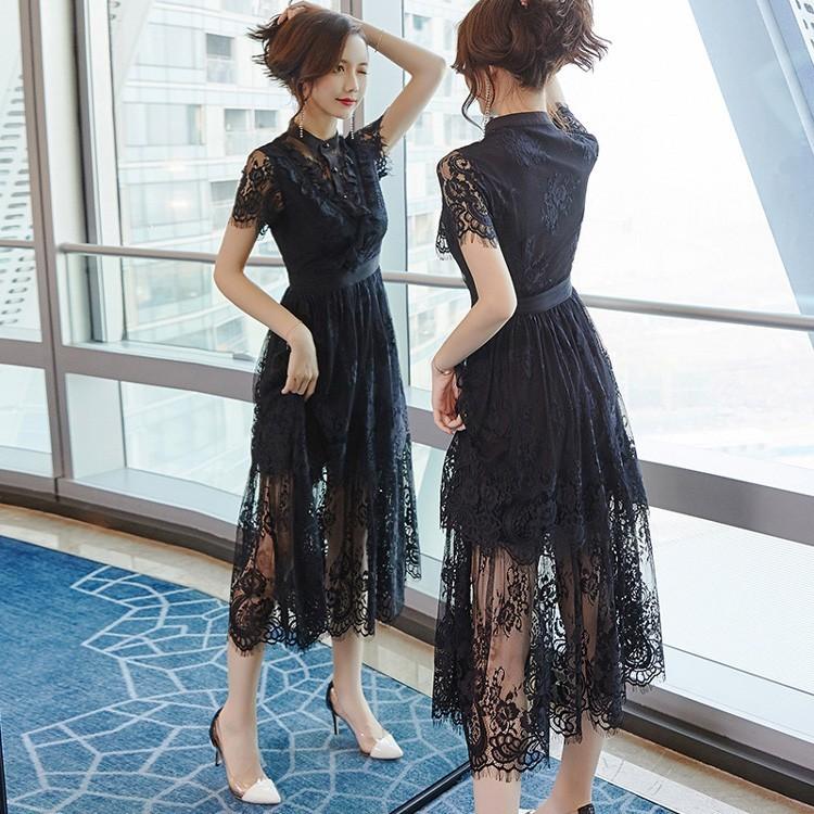 通販限定 ワンピース ドレス ティアードフリル 総レース シースルー 史上最も激安 Theblindtigerslidell Com